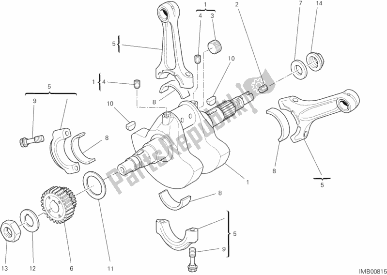 All parts for the Connecting Rods of the Ducati Hypermotard USA 821 2013